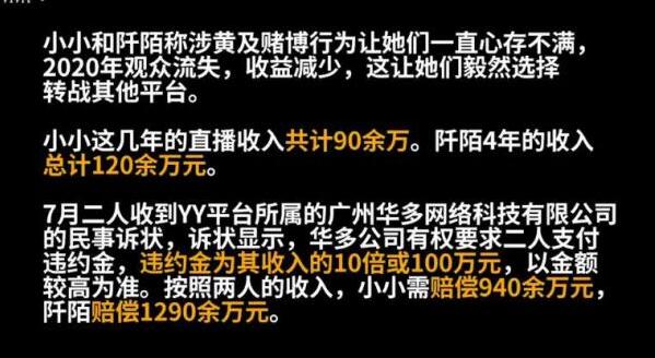 平台|两女主播遭索赔两千余万，自称不堪忍受平台涉黄！